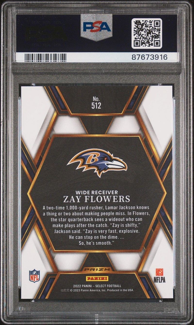 2022 Panini Select 512 Zay Flowers PSA 10
