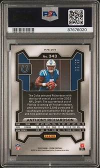 2023 Panini Prizm 343 Anthony Richardson No Huddle Blue PSA 10