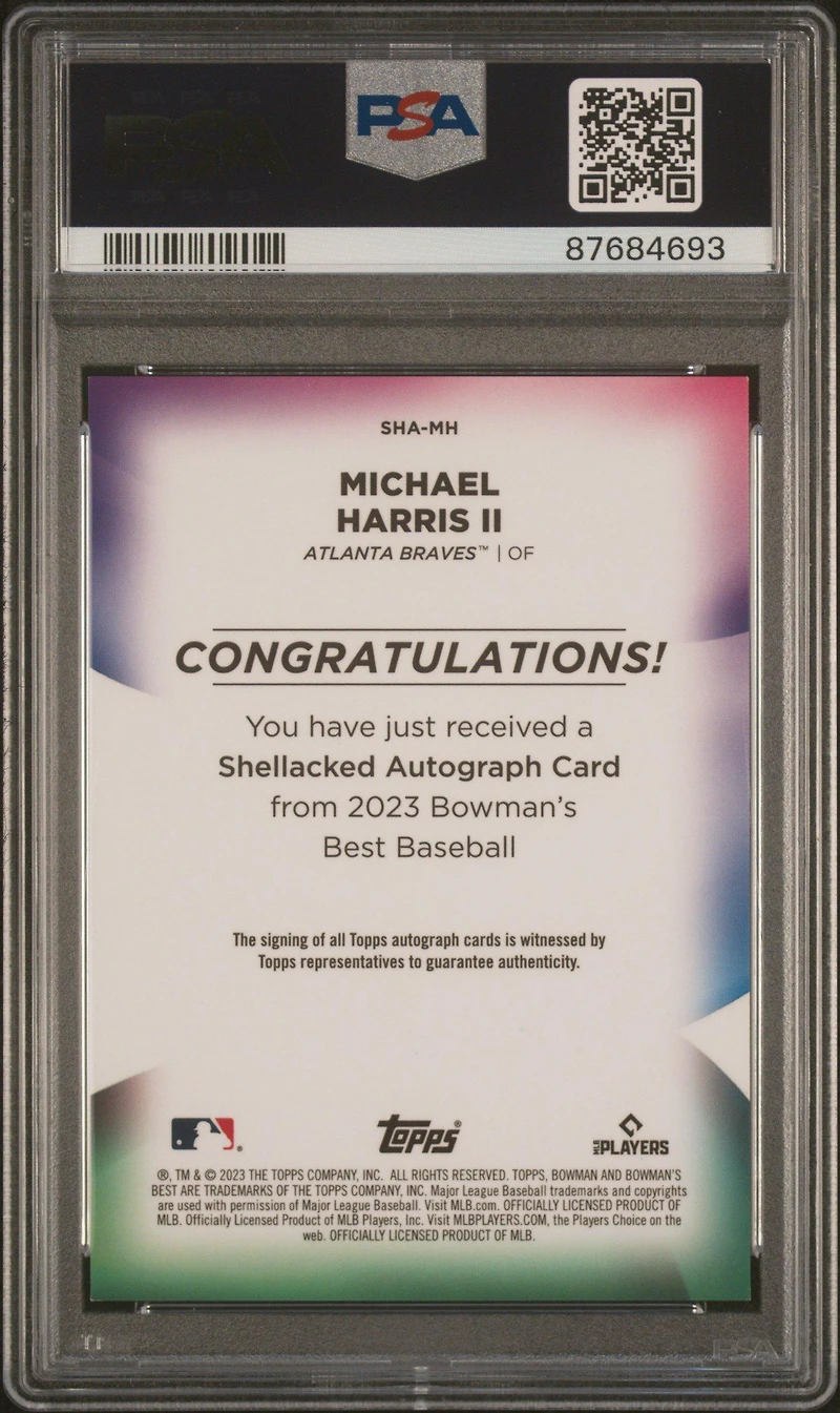 2023 Bowman's Best Shellacked Autographs Shamh Michael Harris Ii PSA 9