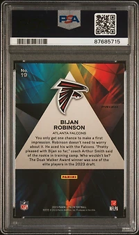 2023 Panini Prizm Prizmatic 19 Bijan Robinson Green Prizm PSA 10