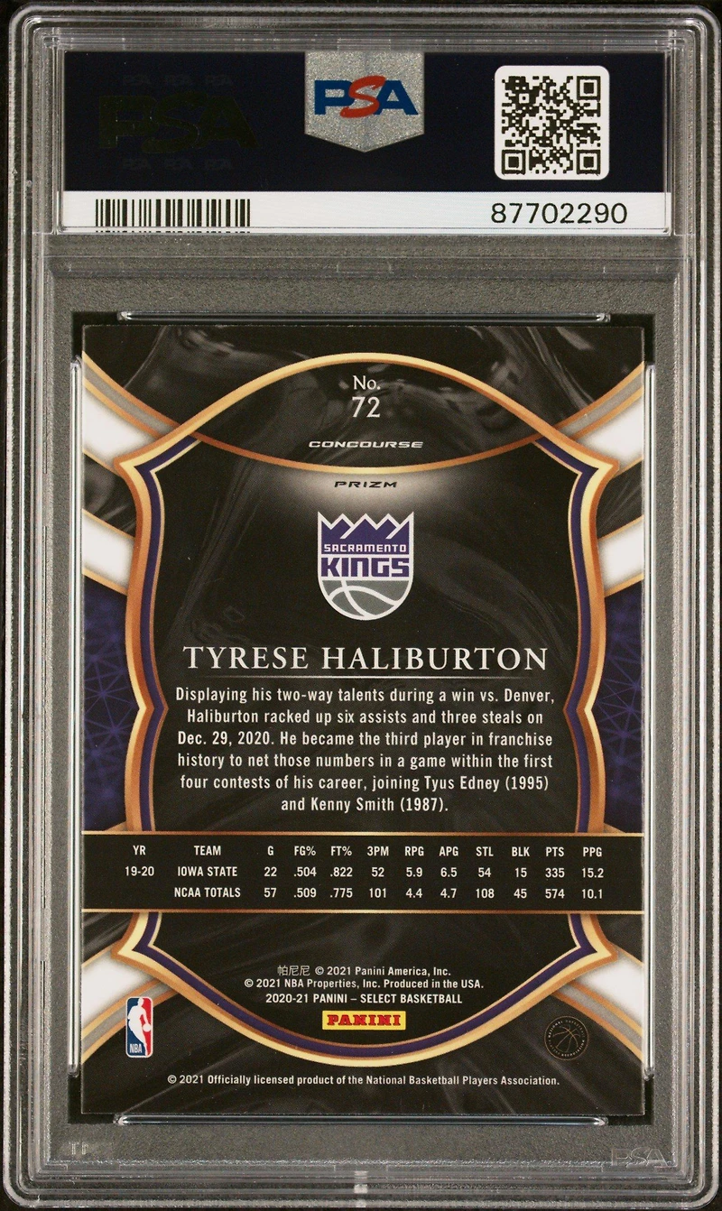 2020 Panini Select 72 Tyrese Haliburton Disco Prizm PSA 10