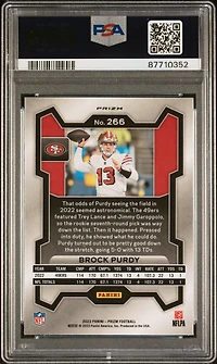 2023 Panini Prizm 266 Brock Purdy Disco Prizm PSA