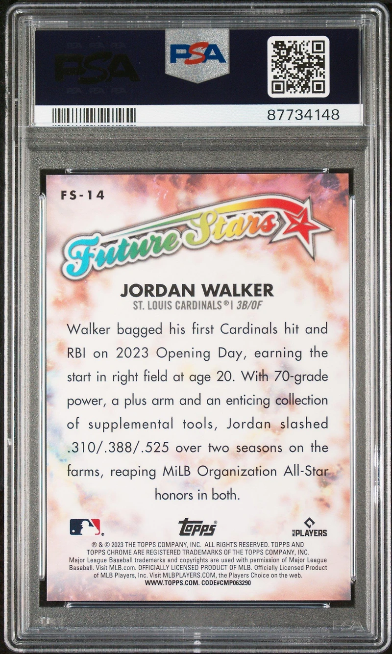 2023 Topps Chrome Logofractor Edition Future Stars Fs14 Jordan Walker PSA 10