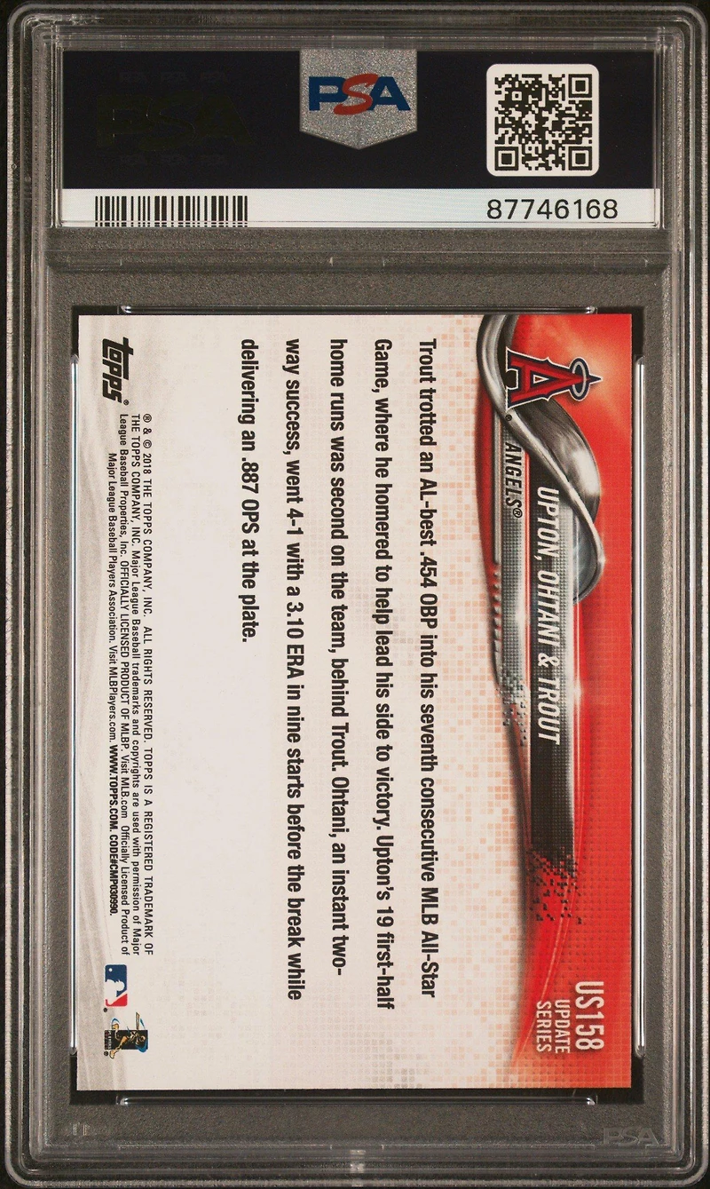 2018 Topps Update Us158 Justin Upton/mike Trout/shohei Ohtani PSA 10