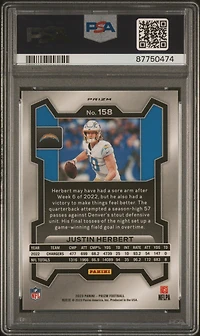 2023 Panini Prizm 158 Justin Herbert Silver Prizm PSA 10