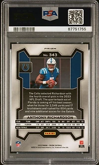 2023 Panini Prizm 343 Anthony Richardson Disco Prizm PSA