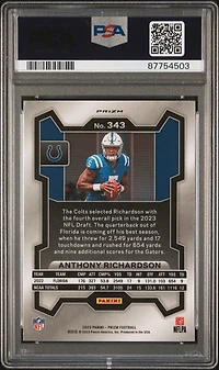 2023 Panini Prizm 343 Anthony Richardson Red Prizm PSA 10