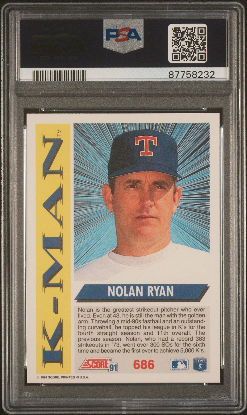 1991 Score 686 Nolan Ryan PSA 10