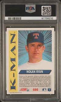 1991 Score 686 Nolan Ryan PSA 10