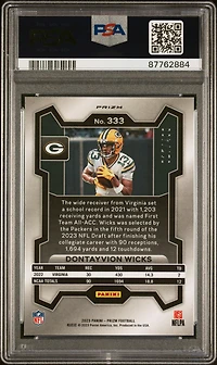 2023 Panini Prizm 333 Dontayvion Wicks Pandora PSA