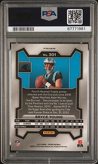 2023 Panini Prizm 301 Bryce Young Variation-no Huddle PSA 9