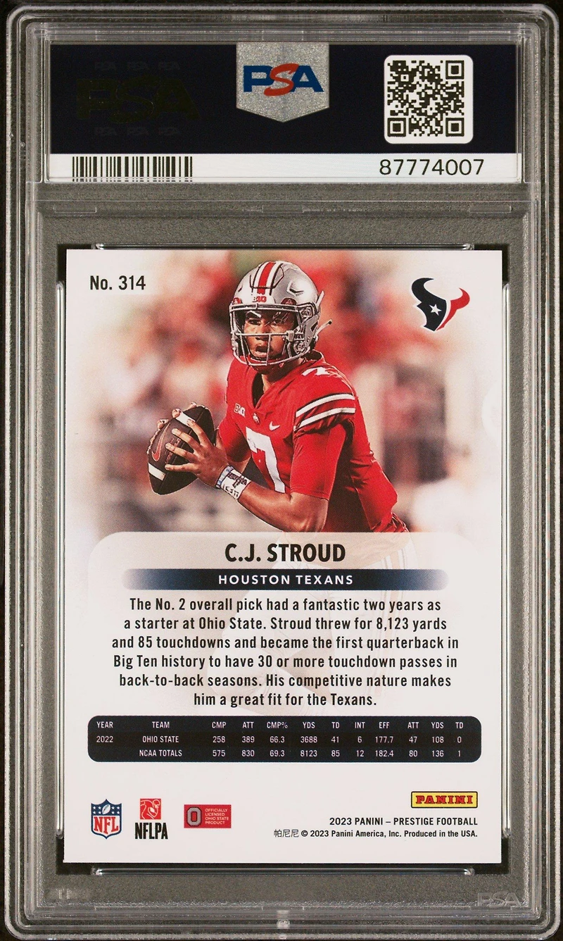 2023 Panini Prestige 314 Cj Stroud PSA 10