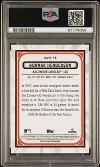 2023 Bowman Rookie Of The Year Favorites Royf15 Gunnar Henderson PSA 10
