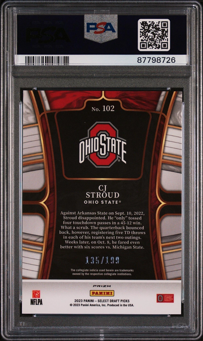 2023 Panini Select Draft Picks Cj Stroud PSA