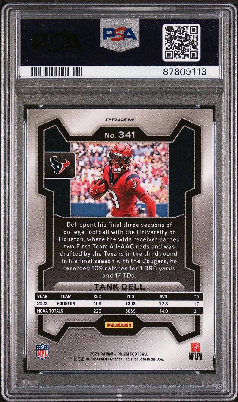 2023 Panini Prizm 341 Tank Dell Neon Green Pulsar PSA 10