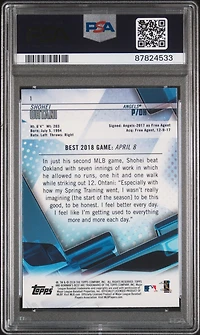 2018 Bowman's Best 1 Shohei Ohtani PSA 10
