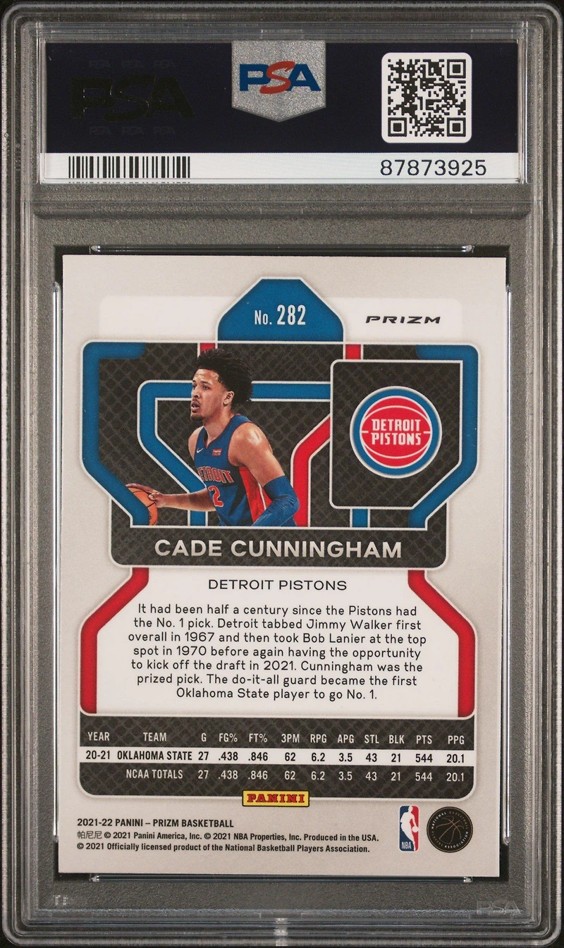 2021 Panini Prizm 282 Cade Cunningham Green Prizm PSA 10