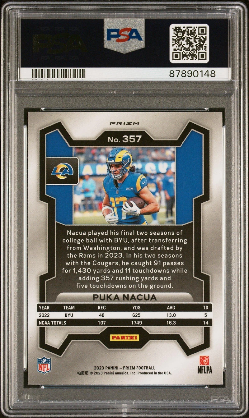 2023 Panini Prizm 357 Puka Nacua Disco Prizm PSA