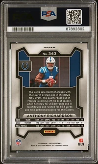 2023 Panini Prizm 343 Anthony Richardson Red/white/blue Prizm PSA 9