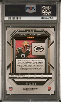 2022 Panini Prizm 314 Christian Watson Blue Wave PSA 10