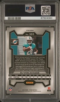 2023 Panini Prizm 365 De'von Achane Lazer Prizm PSA 10