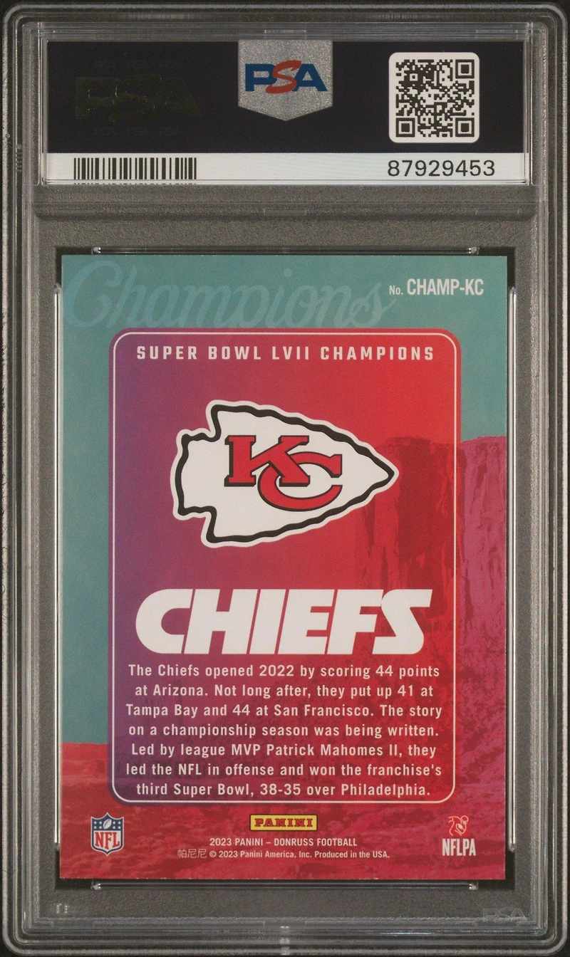 2023 Panini Donruss Champions Champkc Kansas City Chiefs PSA 10