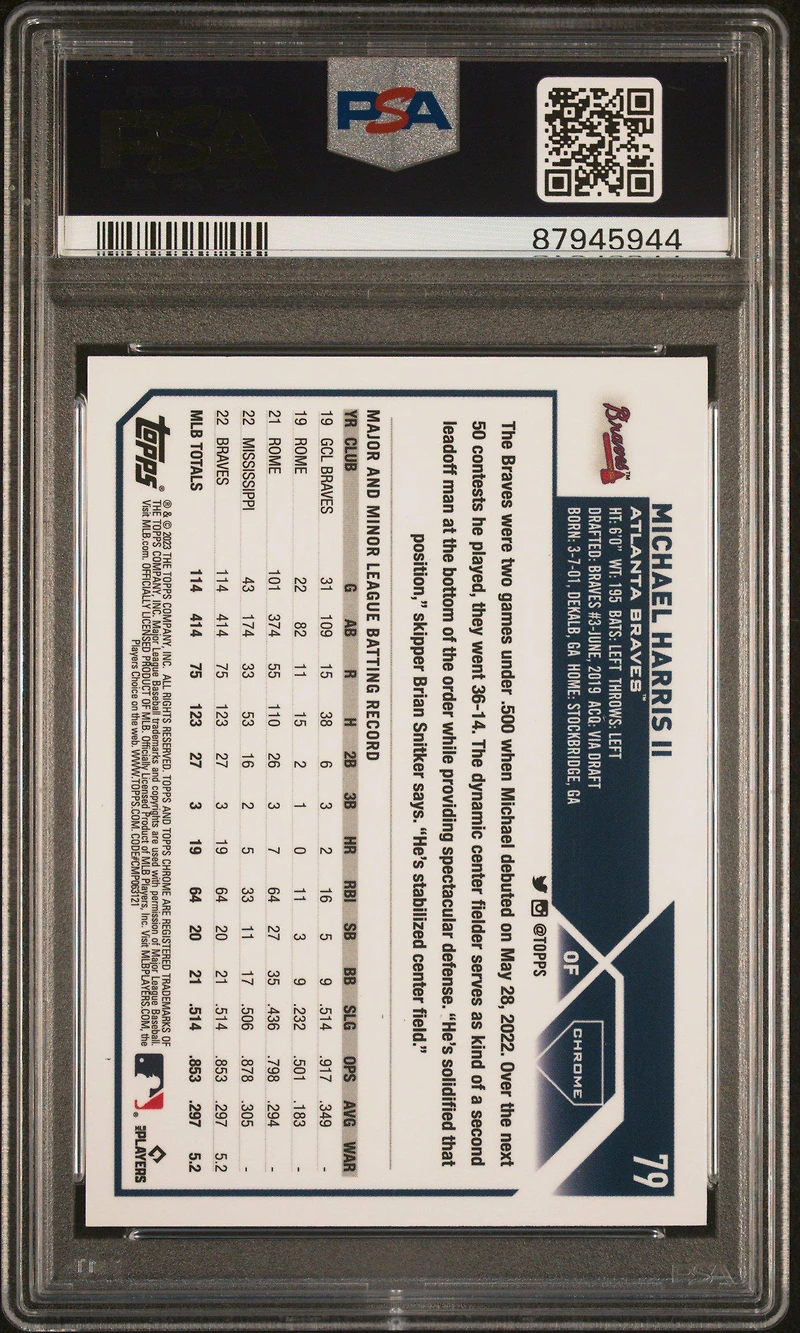 2023 Topps Chrome 79 Michael Harris Ii PSA 9