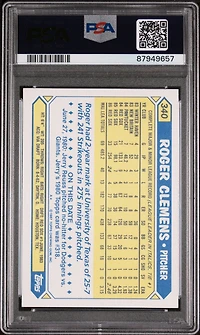 1987 Topps Tiffany 340 Roger Clemens PSA 10