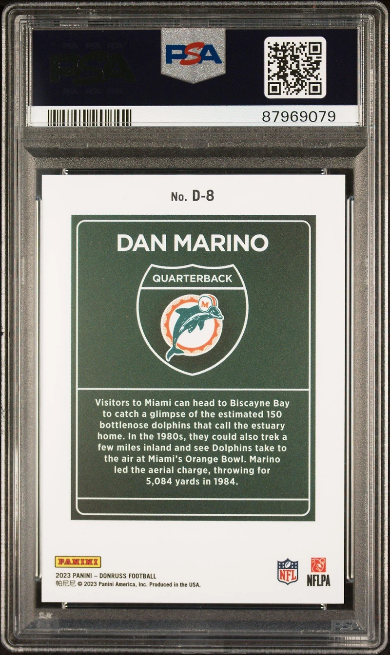 2023 Panini Donruss Downtown! D8 Dan Marino PSA 10