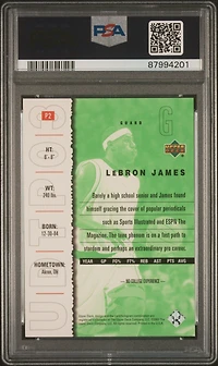 2003 Upper Deck Top Prospects Promo P2 Lebron James Promo PSA 9