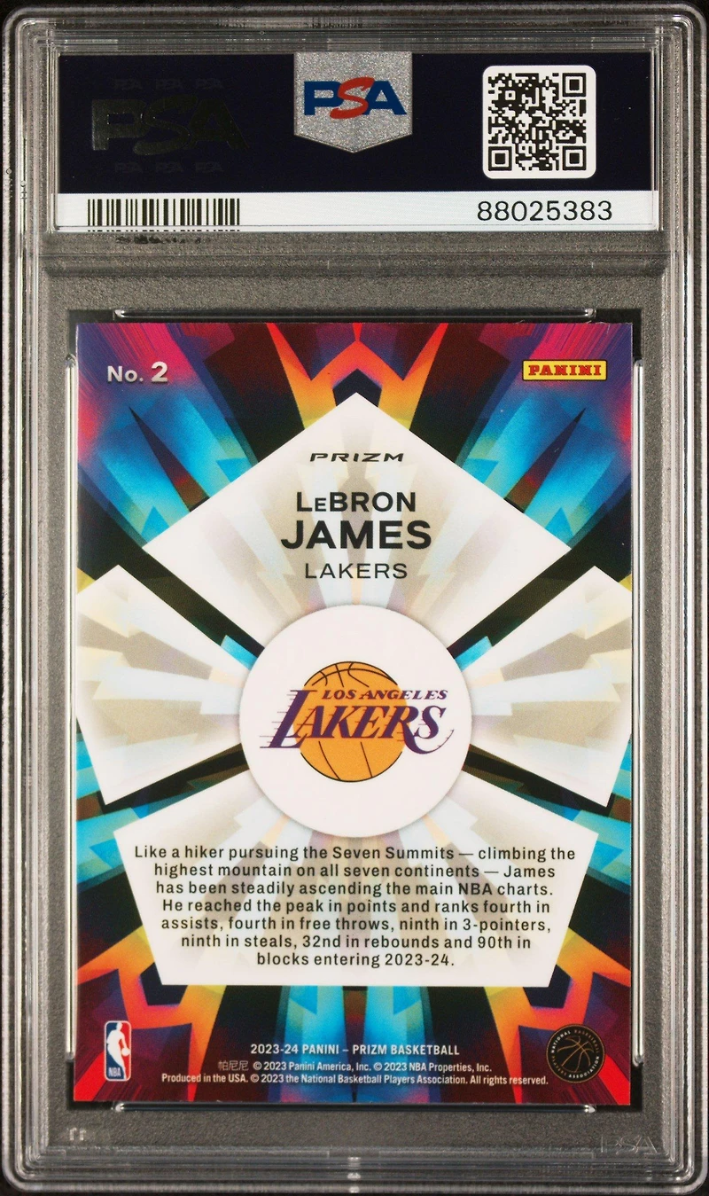 2023 Panini Prizm Kaleidoscopic 2 Lebron James Silver Prizm PSA 10