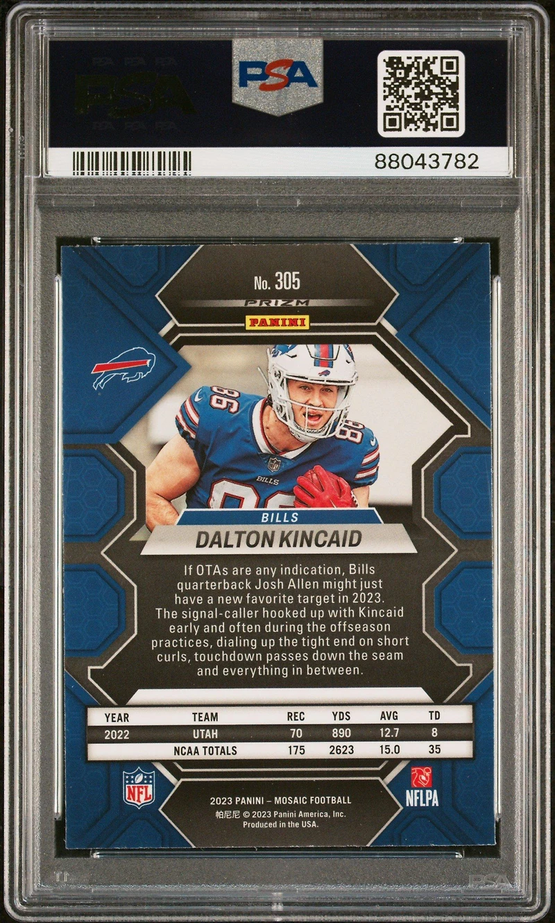 2023 Panini Mosaic 305 Dalton Kincaid PSA 9