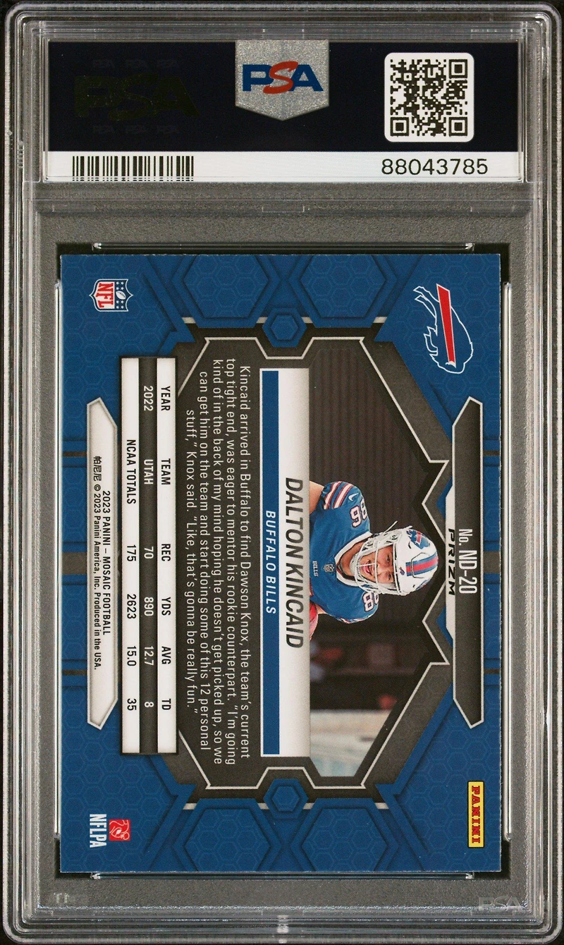 2023 Panini Mosaic Nfl Debut Nd20 Dalton Kincaid PSA
