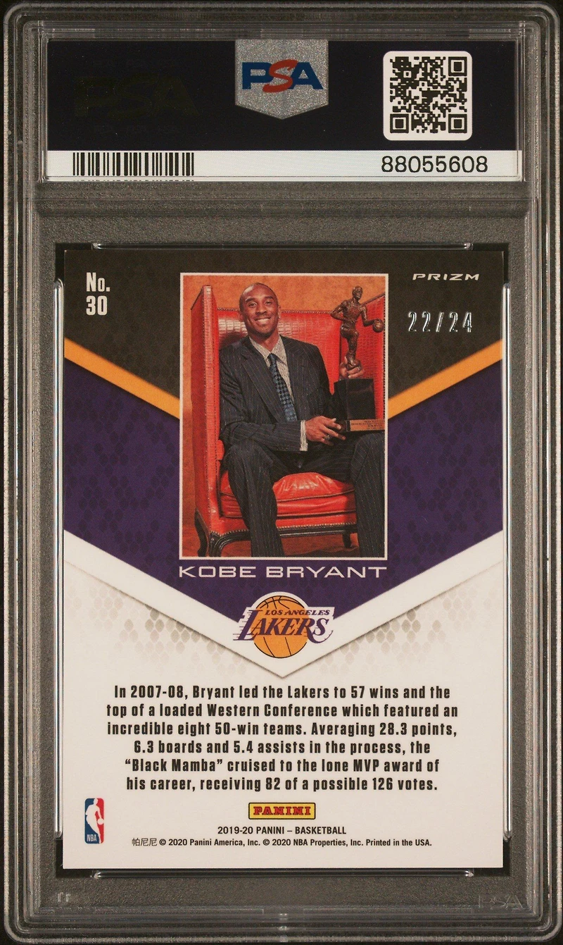 2019 Panini Kobe Bryant Career Highlights 30 Kobe Bryant PSA 9