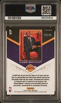 2019 Panini Kobe Bryant Career Highlights 30 Kobe Bryant PSA 9