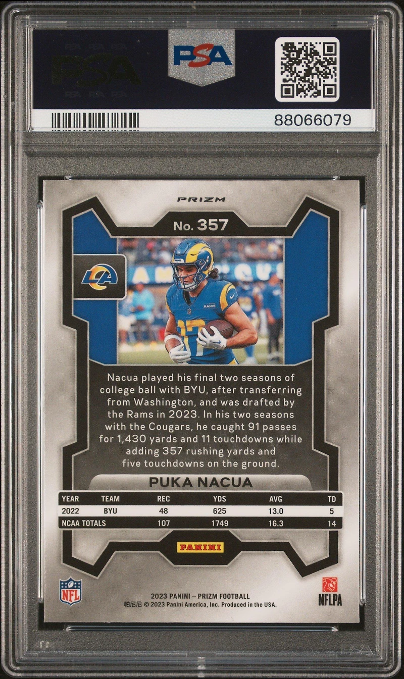 2023 Panini Prizm 357 Puka Nacua Ice PSA