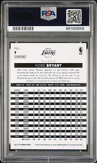 2013 Panini Hoops 9 Kobe Bryant Gold PSA 10