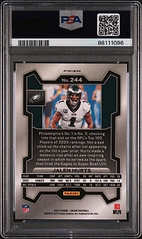 2023 Panini Prizm 244 Jalen Hurts Neon Green Pulsar PSA 10
