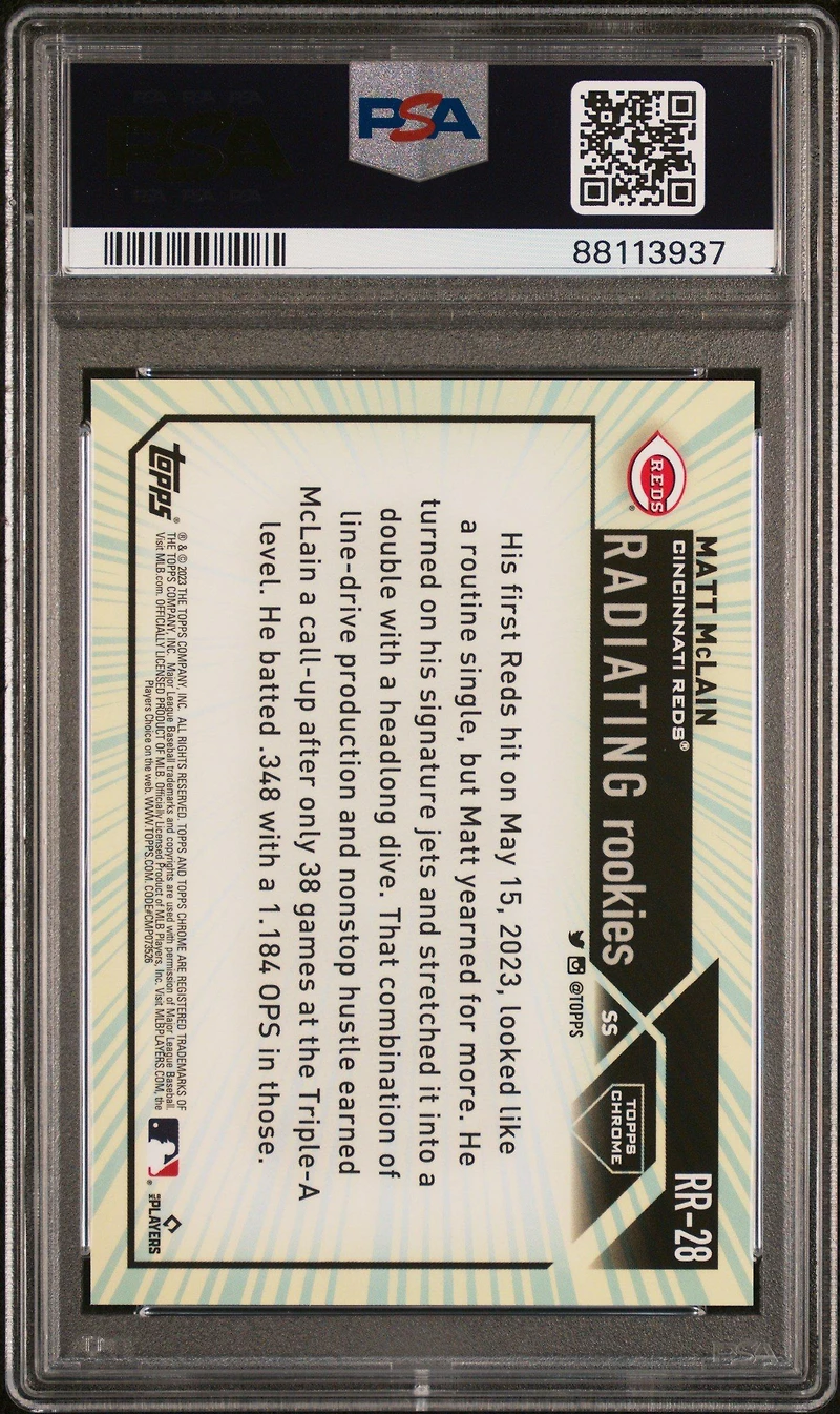 2023 Topps Chrome Radiating Rookies Rr28 Matt Mclain PSA 10