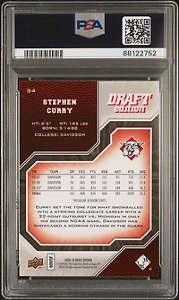 2009 Upper Deck Draft Edition 34 Stephen Curry PSA 9