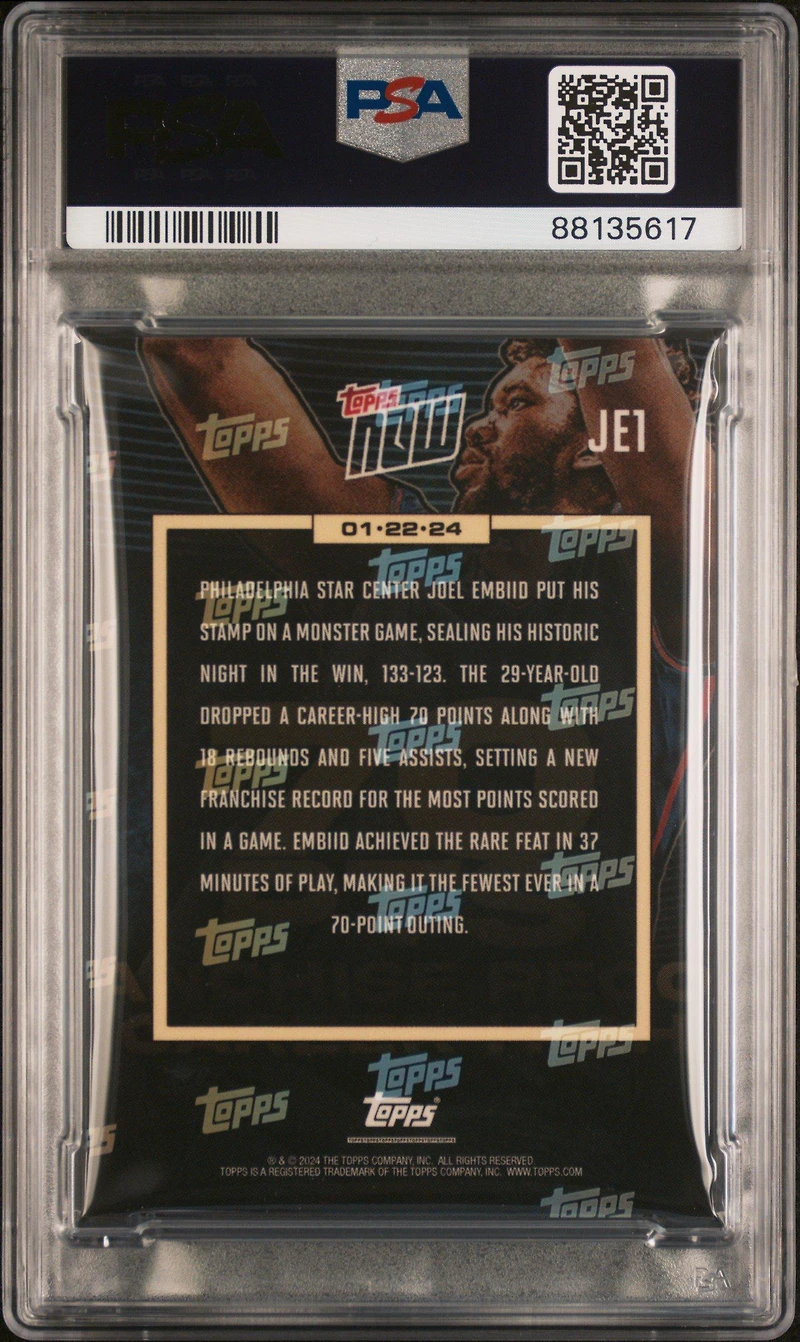 2023 Topps Now Je1 Joel Embiid PSA 10