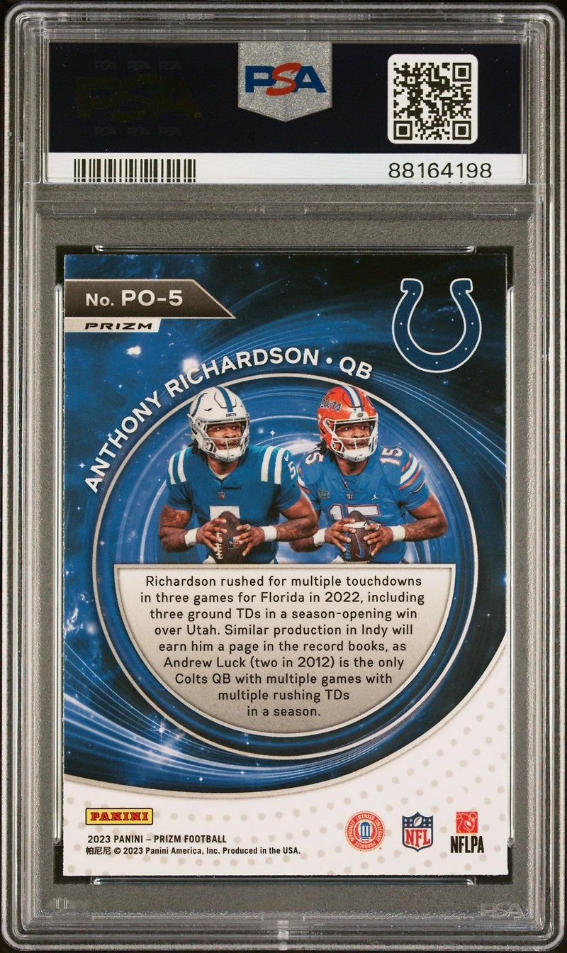 2023 Panini Prizm Portals Po5 Anthony Richardson Green Wave PSA 10