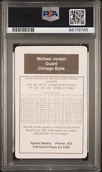 1998 Sports Weekly Promo 23 Michael Jordan PSA 9