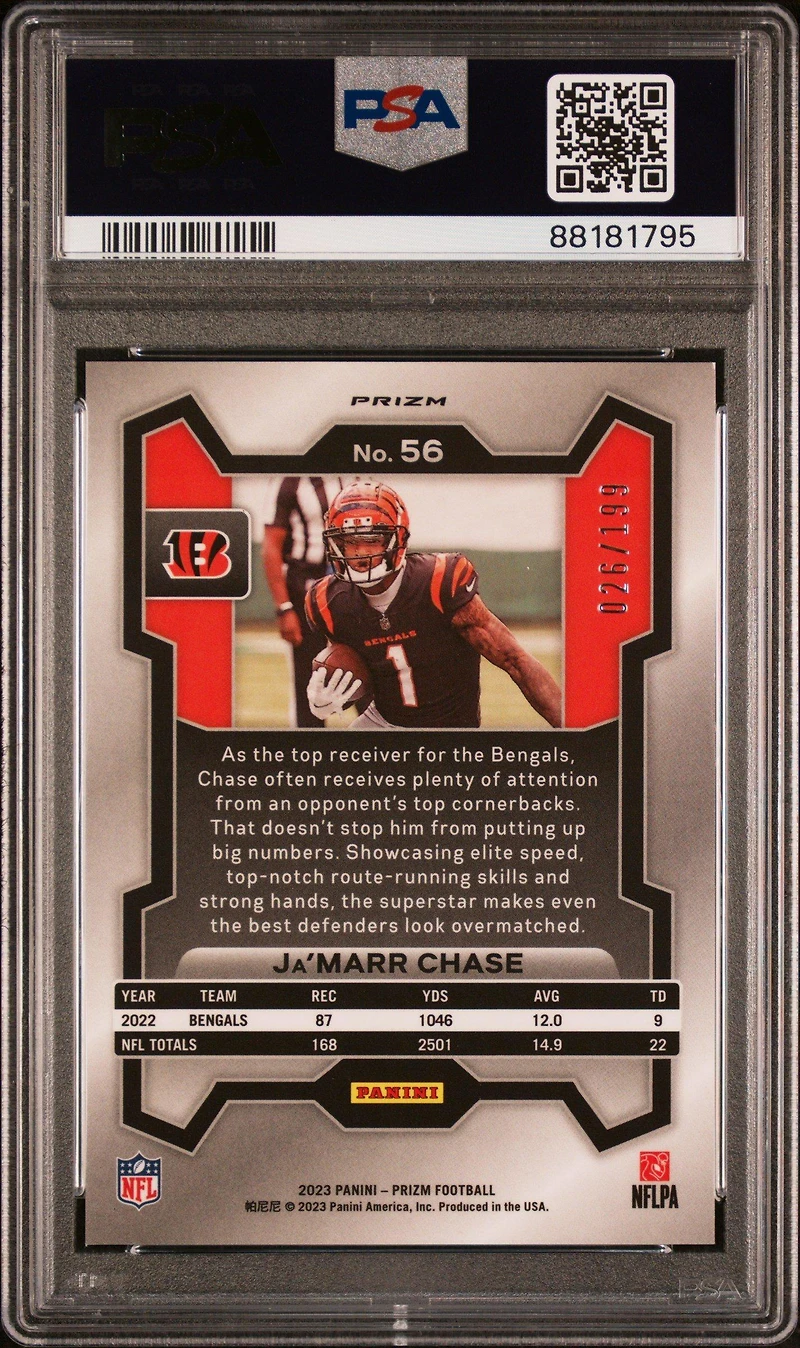 2023 Panini Prizm 56 Ja'marr Chase Wave PSA