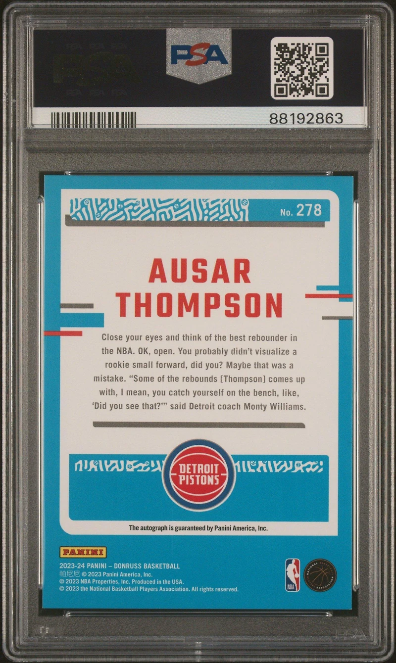 2023 Panini Donruss 278 Ausar Thompson PSA 9