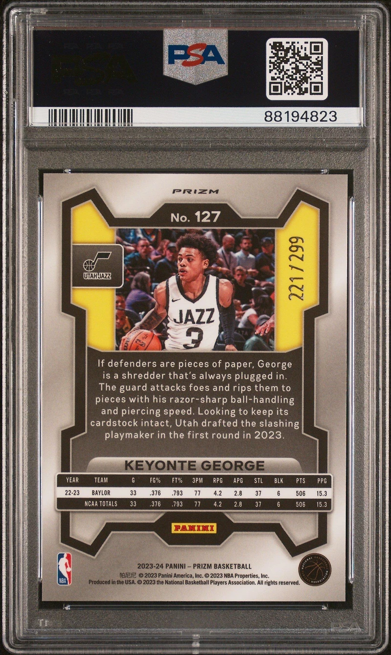 2023 Panini Prizm 127 Keyonte George Red Seismic PSA 10
