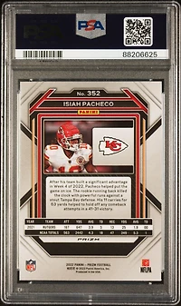 2022 Panini Prizm 352 Isiah Pacheco Red/white/blue PSA 10