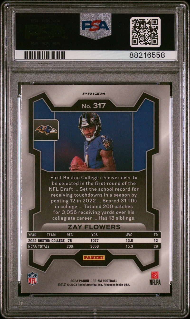 2023 Panini Prizm 317 Zay Flowers Variation-no Huddle PSA 10