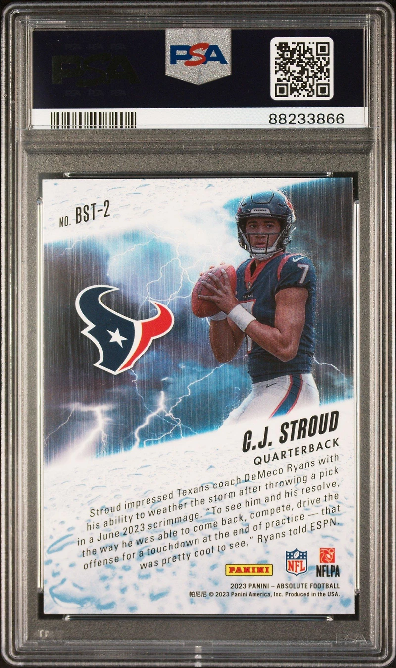 2023 Panini Absolute By Storm Bst2 Cj Stroud PSA