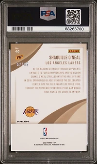 2022 Panini National Vip 40 Shaquille O'neal Cracked Ice PSA 9